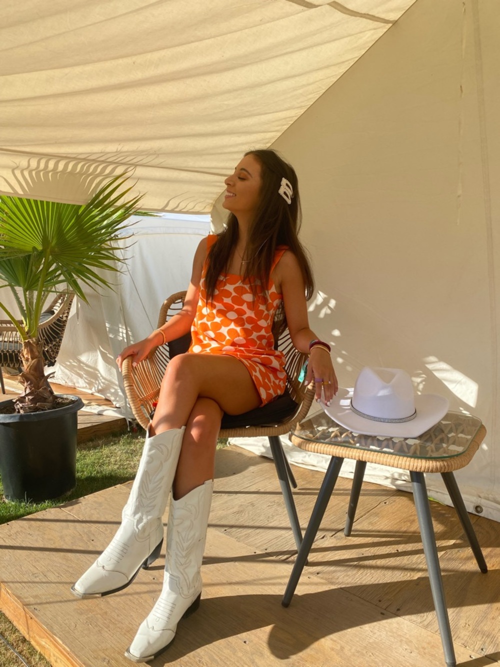 Zara Orange and White Mini Dress